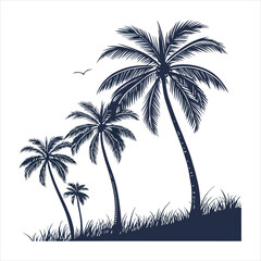 Fototapeta premium Silhouette of Palm Trees Tropical Paradise Illustration