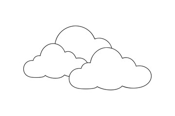 Simple line art drawing of two fluffy clouds
