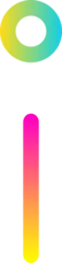 Showing stylized exclamation mark using gradient ring and rounded bar on transparent backdrop