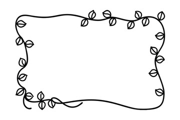 Elegant line-art floral frame vine border design