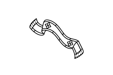 Stylish line-art scarf design fashion accessory illustration