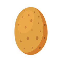 Simple whole potato illustration with clean shapes and warm earthy colors. Flat vector style isolated on white background. Ideal for food packaging, farming, and educational design materials