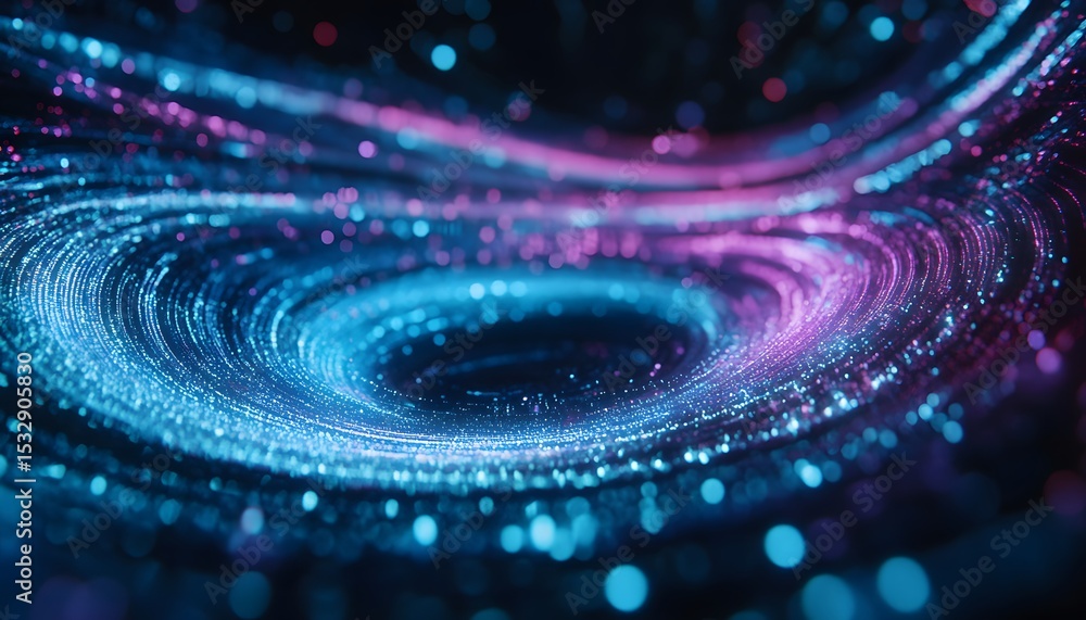 Poster abstract swirling patterns of vibrant light and color.