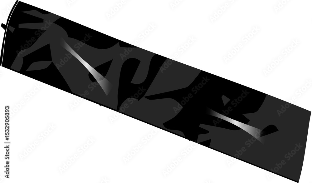 Poster abstract elongated banner is slanting in flat vector with camo patterns on transparent background