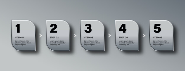 Silver 3D Infographic Banners and Glossy UI Buttons with Technology Icons, Web Layouts, and Business Concept Elements – Vector Design for Internet and File Templates