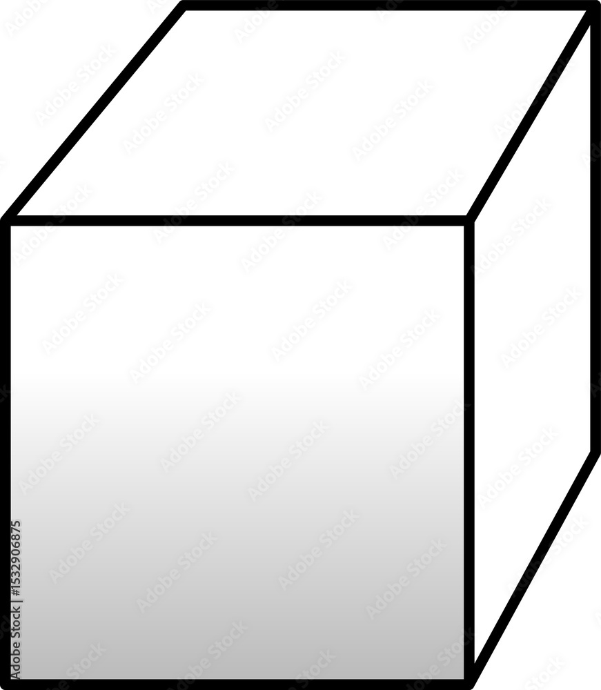 Aufkleber three-dimensional cube is being shown in flat vector style on transparent background, copy space