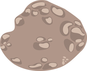 Stylized rock-like shape is floating on transparent background, featuring brown spot markings