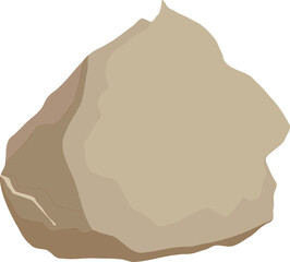 Vector flat design is showing irregular beige rock with layered tones on transparent background