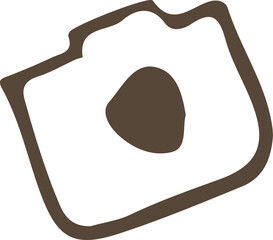 Stylized fried egg is showing freehand brown outline and filled yolk on transparent background