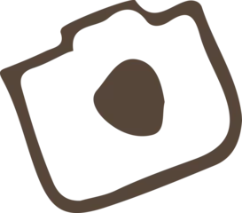 Fotobehang Stylized fried egg is showing freehand brown outline and filled yolk on transparent background © vectorfusionart