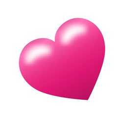 pink flat heart icon is being shown with gradient highlights on transparent background, copy space