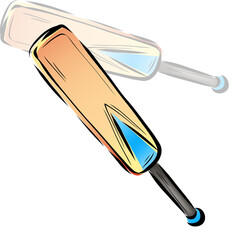 Blue-accented beige clubs with black handles are overlapping on transparent background, flat design