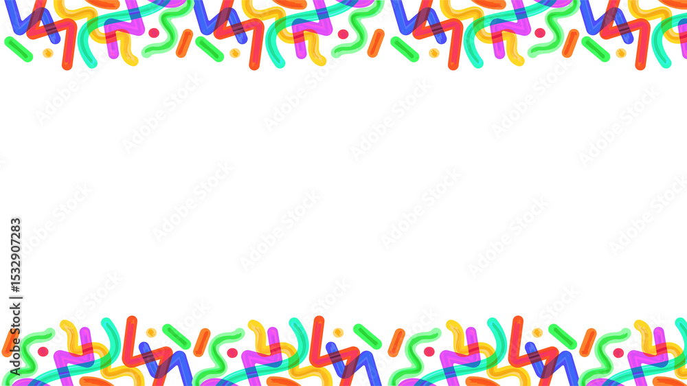 Poster abstract flat design featuring colorful tubular border shapes on transparent canvas, copy space
