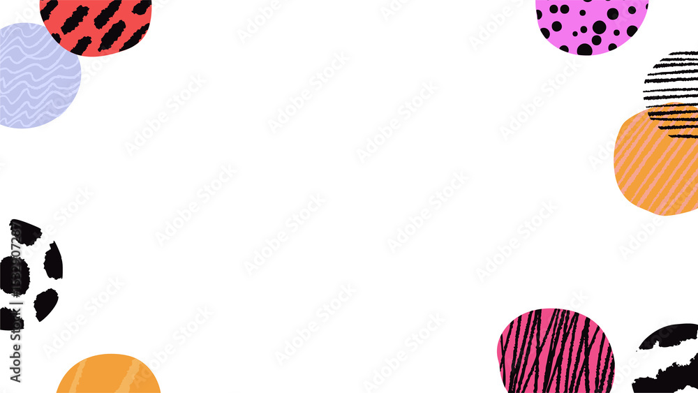 Poster abstract circles are floating on transparent canvas, displaying patterns in flat design, copy space