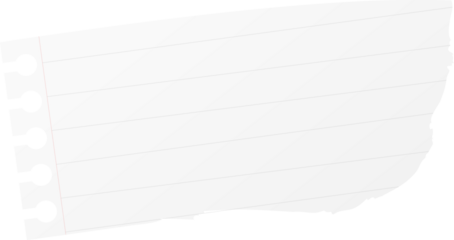 Torn lined paper with perforation holes is floating against transparent background in flat design