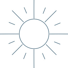 Stylized sun flat vector icon is appearing on transparent backdrop, showing circle and radial lines © vectorfusionart