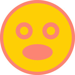 Cartoon emoticon face is floating on transparent background featuring coral rings and mouth