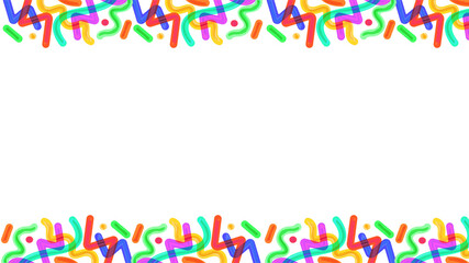 Abstract flat design featuring colorful tubular border shapes on transparent canvas, copy space