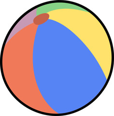 beach ball is being shown in flat style with multicolored panels, red valve, transparent background
