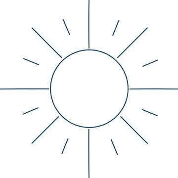 Naklejki Stylized sun flat vector icon is appearing on transparent backdrop, showing circle and radial lines