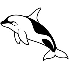 Orca Outline line art vector 
