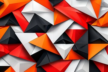 Geometric Origami Symphony: Vibrant Abstract Collection of Red, Orange, Black, and White Shapes