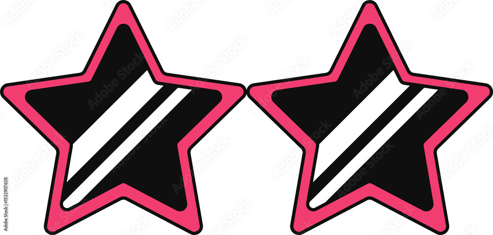 Poster two stylized star shapes are appearing in flat vector design with transparent background