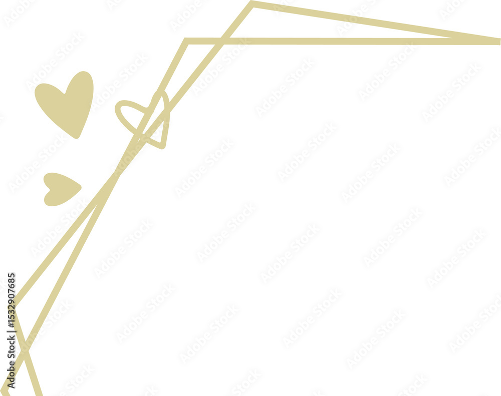 Aufkleber decorative abstract frame with heart motifs is floating in flat design, transparent background