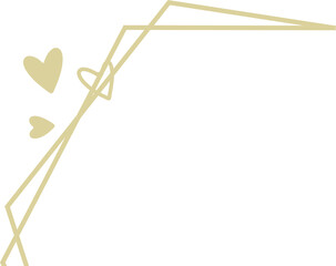 Decorative abstract frame with heart motifs is floating in flat design, transparent background