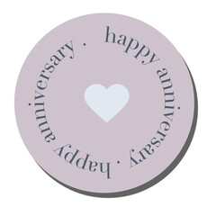 Flat anniversary sticker is floating on transparent canvas showing repeating text with heart