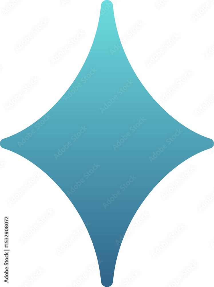 Poster flat design abstract diamond shape is floating with teal-to-blue gradient on transparent background