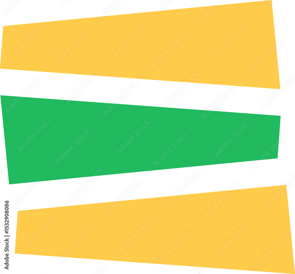 Poster abstract design showing three slanted trapezoid bars in flat style, transparent background