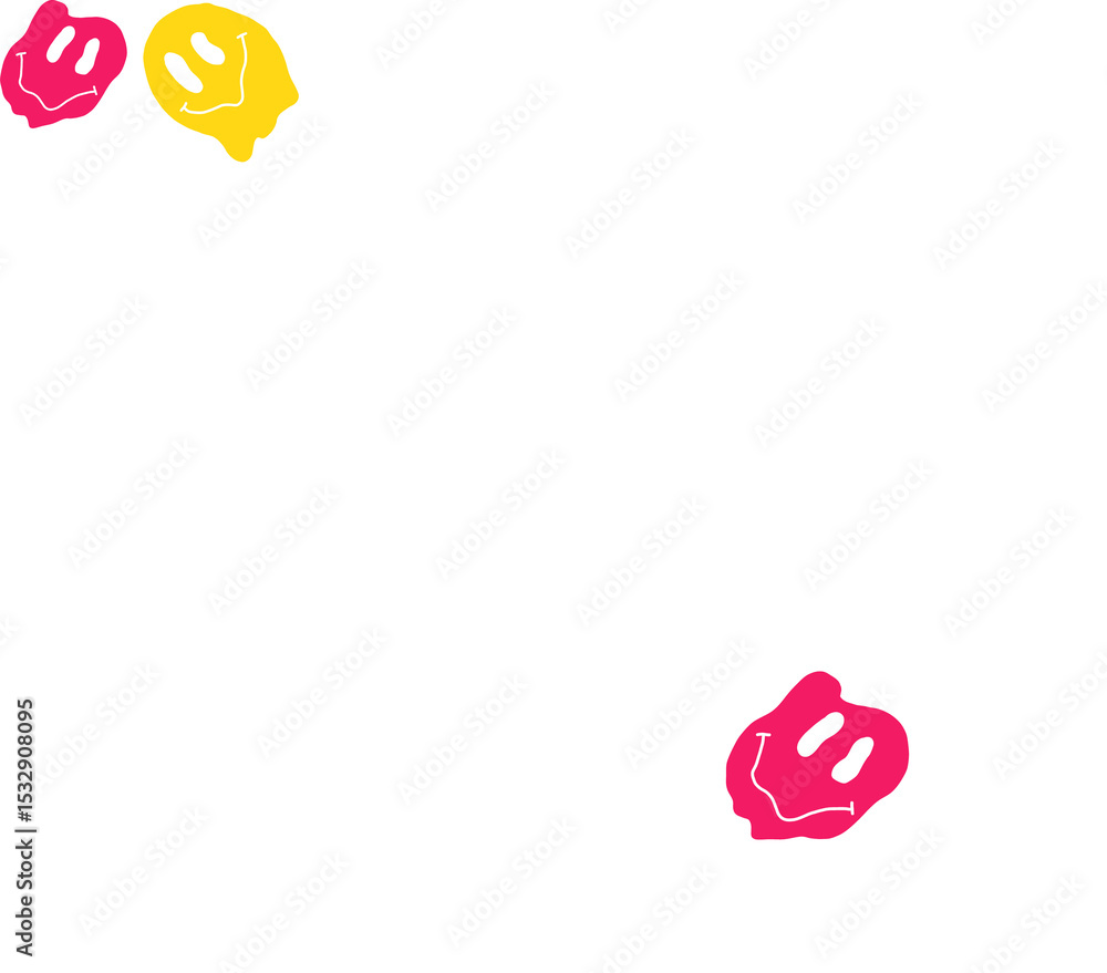 Poster flat design is showing three colorful blob shapes with doodle lettering on transparent background