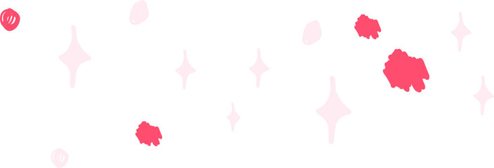 Decorative flat design is showing pale pink sparkles and coral blobs on transparent background