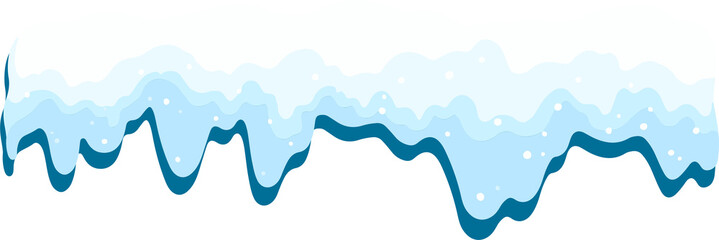 Dripping snow  and  ice are emerging in flat design with dots, transparent background, copy space