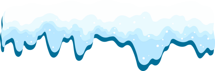 Dripping snow  and  ice are emerging in flat design with dots, transparent background, copy space