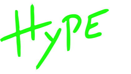 Neon HYPE graphic is bursting on transparent canvas, with bold brush strokes and white motion lines