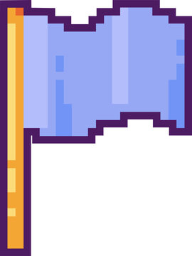 Naklejki Pixel-art flag is waving right on transparent background, showing light blue folds and yellow pole