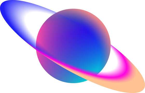 Naklejki 3D stylized planet is floating on transparent background with gradient ring encircling it
