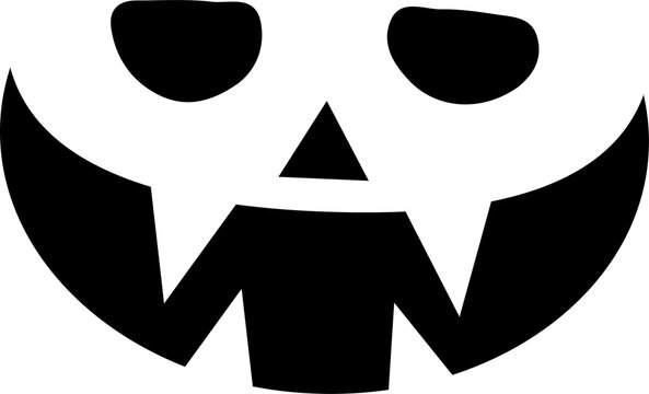 Fototapeta Stylized carved pumpkin face is being shown in flat design, transparent background