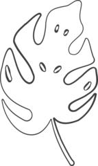 Gardinen Stylized Monstera leaf outline drawing is floating on transparent background, simple uniform stroke © vectorfusionart