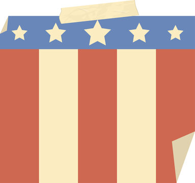 Naklejki Flat design patriotic banner is showing red, cream stripes with blue stars on transparent backdrop