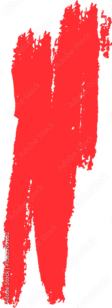 Poster flat design abstract red brush strokes are showing two parallel streaks on transparent background