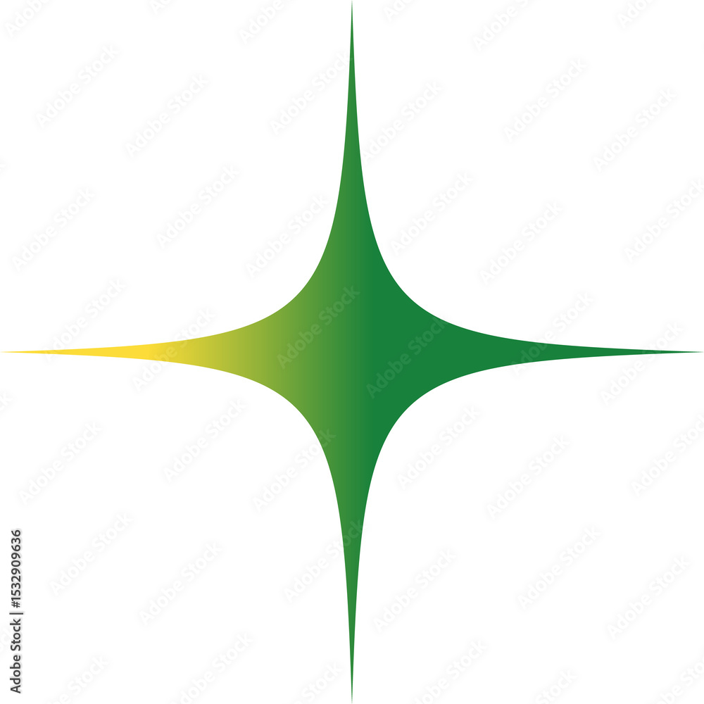 Aufkleber displaying symmetrical abstract star with yellow-to-green gradient arms on transparent background