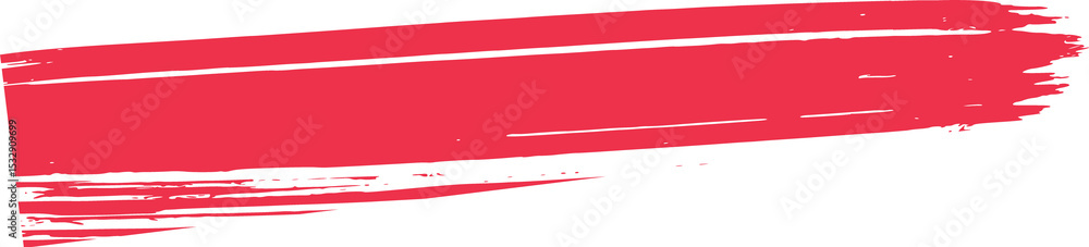 Poster horizontal red brush stroke is featuring jagged edges in flat design on transparent background