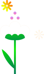 Gardinen Showing vector flower on transparent background with green stem, pink dots, sunburst, floral motifs © vectorfusionart