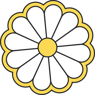 Fototapeta Flat daisy graphic is being shown on transparent background, with white petals and yellow center