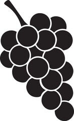 Grapes bunch silhouette black and white style, Elegant vineyard fruit design