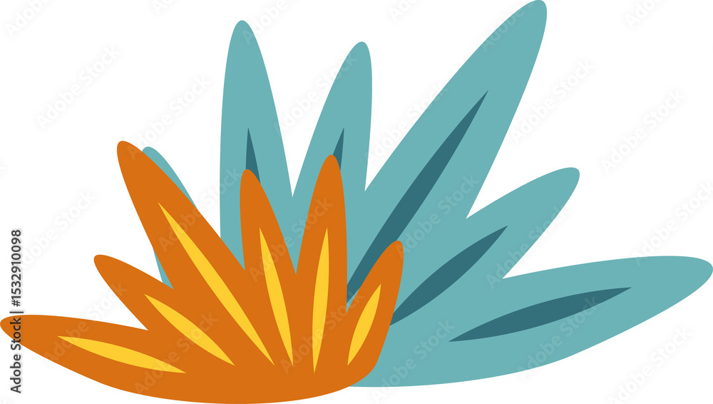 Poster abstract foliage clusters are overlapping on transparent background in flat design style