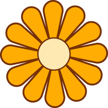 Fototapeta Stylized daisy flower is radiating orange petals in flat vector design on transparent background